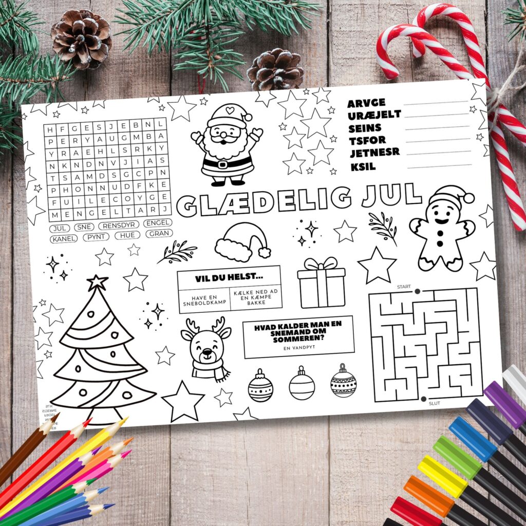 Dækkeserviet Jul - print selv